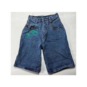 VTG 90s Manisha Women's High Waisted Puffy Paint Denim Shorts - Size 7 (24x10.5)